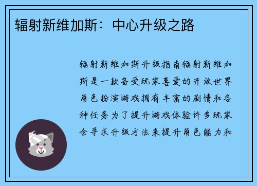 辐射新维加斯：中心升级之路